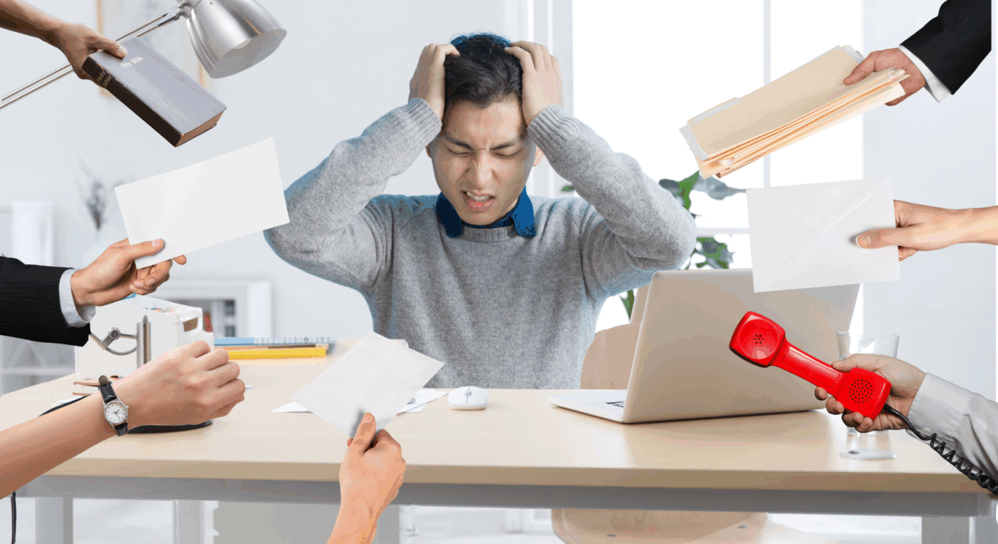 Người đàn ông lo âu vì quá nhiều áp lực công việc